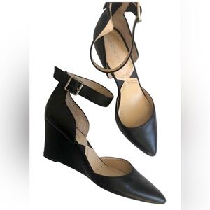 Adrienne Vittadini Leather Wedge Ankle Strap Shoes Women’s Size 7 1/2